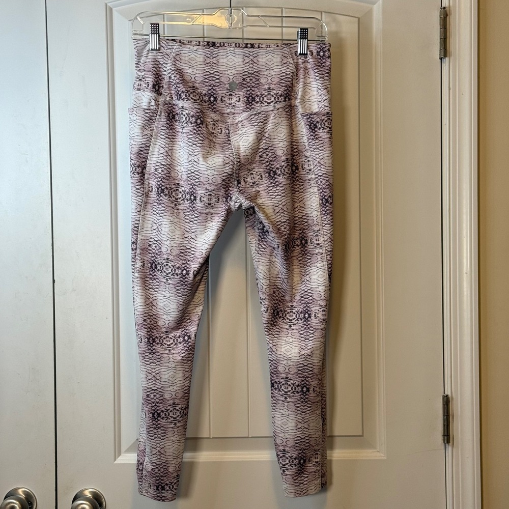 X By Gottex Womens Purple Snakeskin High Waist Athletic Leggings with Pockets‎ L - Picture 3 of 13